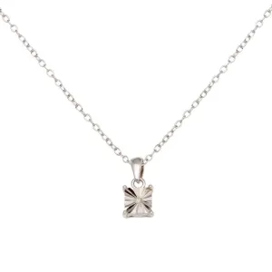 Rhodium Plated 925 Sterling Silver Square Pendant Necklace - STP01641