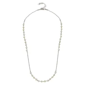 Rhodium Plated 925 Sterling Silver Synthetic Pearl Beads Necklace - DIN00072RH-PRL