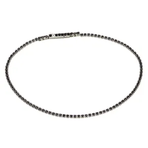 Rhodium Plated 925 Sterling Silver Tennis Bracelet with Black CZ - STB00558BLK