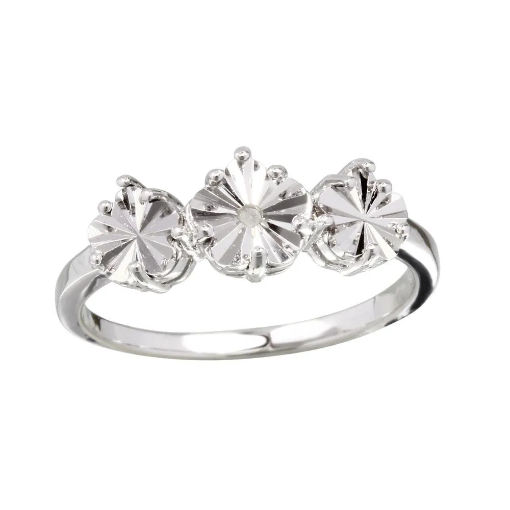 Rhodium Plated 925 Sterling SilverDiamond Cut Past Present Future Ring - STR01085