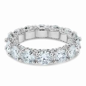 Rhodium Plated925 Sterling Silver Moissanite Eternity Band Ring - MGMR00003