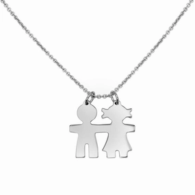 Rhodium Plated 925 Sterling Silver Baby Boy and Girl Necklace - DIN00104RH