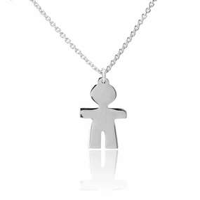 Rhodium Plated 925 Sterling Silver Baby Boy Necklace - DIN00064RH