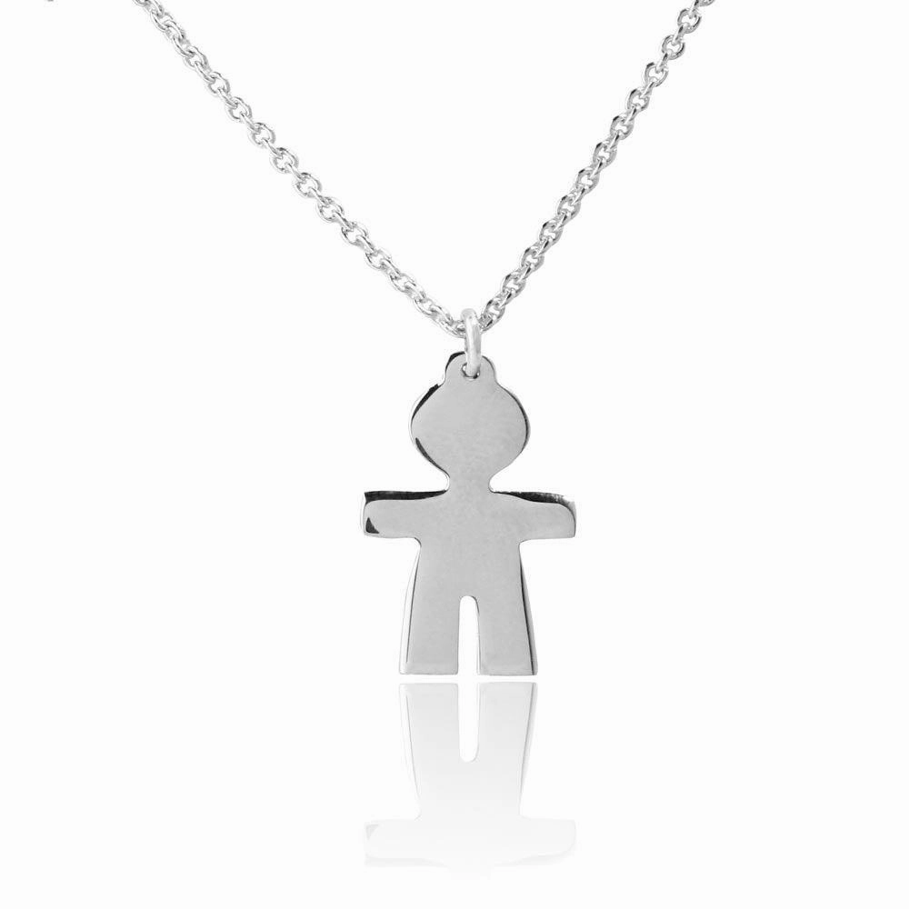 Rhodium Plated 925 Sterling Silver Baby Boy Necklace - DIN00064RH