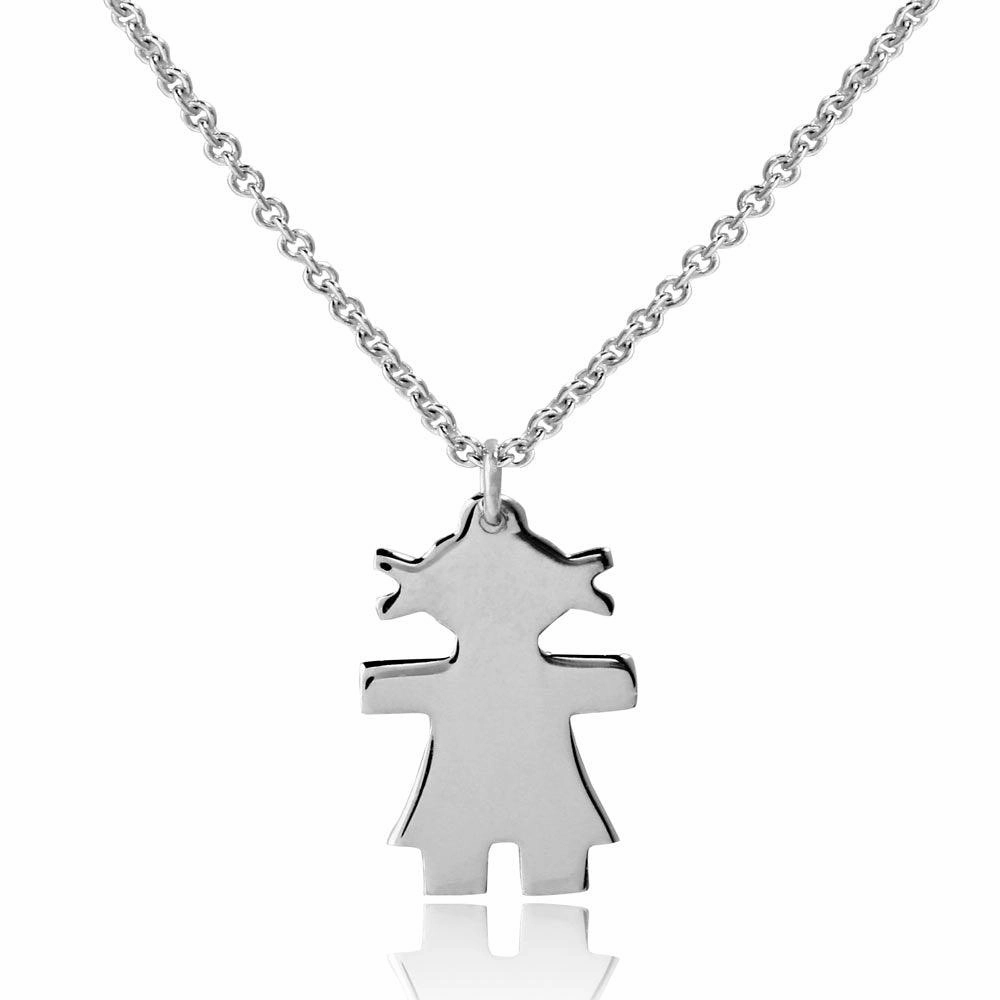 Rhodium Plated 925 Sterling Silver Baby Girl Necklace - DIN00063RH