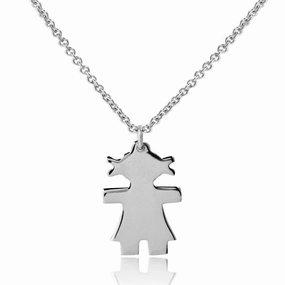Rhodium Plated 925 Sterling Silver Baby Girl Necklace - DIN00063RH