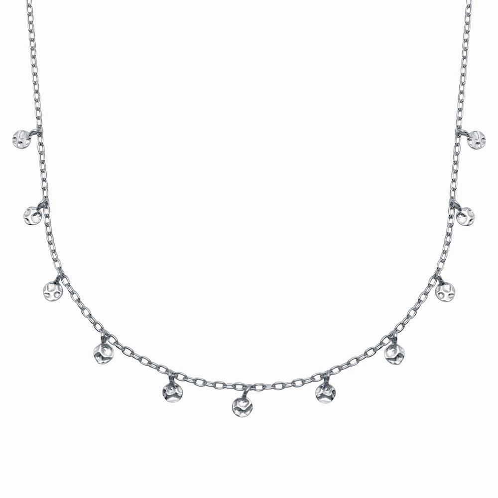 Rhodium Plated 925 Sterling Silver Confetti Choker Necklace - DIN00092