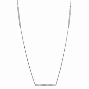 Rhodium Plated 925 Sterling Silver Diamond Cut Bars Necklace - DIN00019RH