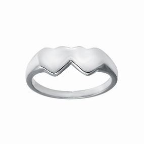 Rhodium Plated 925 Sterling Silver Double Heart Ring - SOR00036