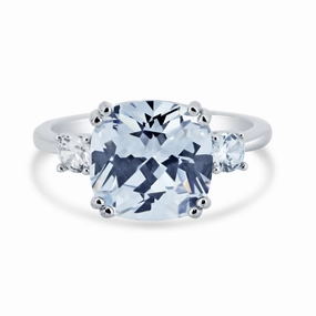 Rhodium Plated 925 Sterling Silver  Engagement CZ Ring - STR01169