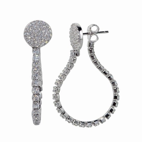 Rhodium Plated 925 Sterling Silver Flexible Tennis Earrings with CZ - BGE00584
