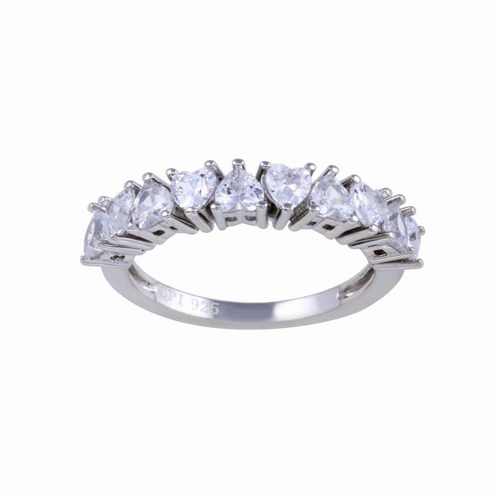 Rhodium Plated 925 Sterling Silver Multi Heart CZ Ring  - STR01132RH