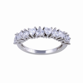 Rhodium Plated 925 Sterling Silver Multi Heart CZ Ring  - STR01132RH