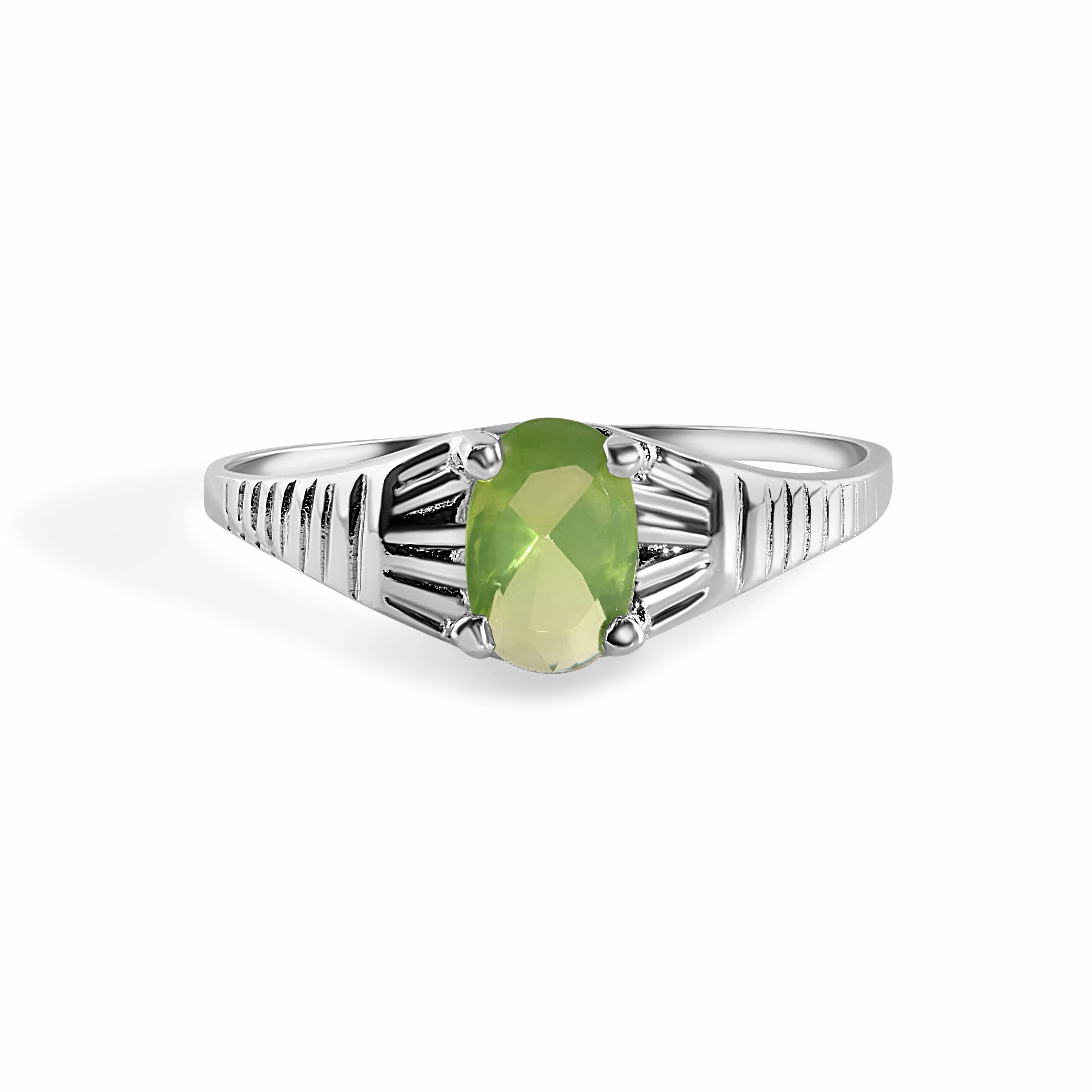 Rhodium Plated 925 Sterling Silverr Rigid Birthstone Ring- SPR00005