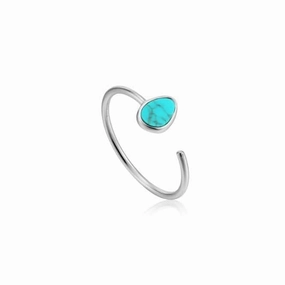 Rhodium Tidal Turquoise Adjustable Ring R027-02H