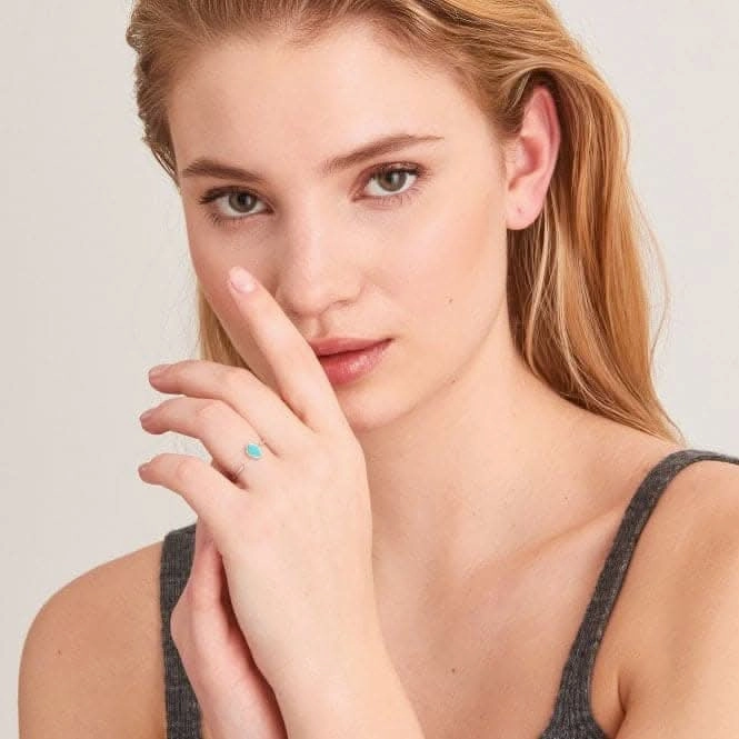 Rhodium Tidal Turquoise Adjustable Ring R027-02H