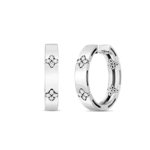 Roberto Coin Love in Verona 18ct White Gold 0.15ct Diamond Hoop Earrings