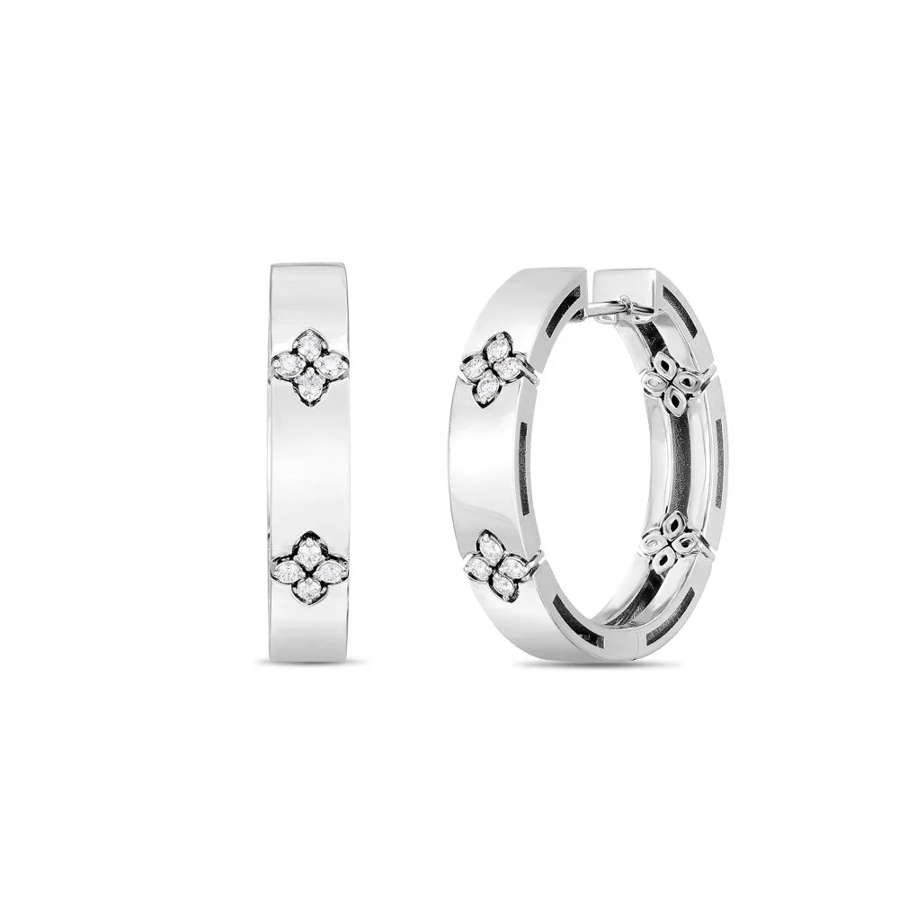 Roberto Coin Love in Verona 18ct White Gold 0.15ct Diamond Hoop Earrings