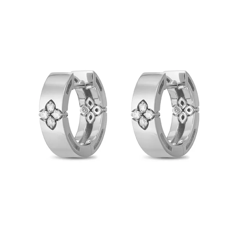 Roberto Coin Love in Verona 18ct White Gold Diamond Small Hoop Earrings