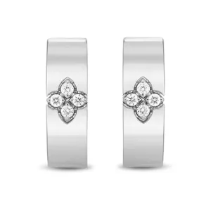 Roberto Coin Love in Verona 18ct White Gold Diamond Small Hoop Earrings