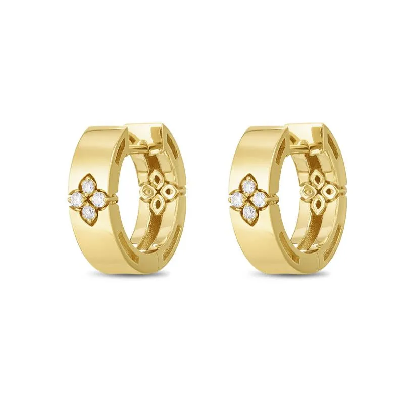 Roberto Coin Love in Verona 18ct Yellow Gold Diamond Small Hoop Earrings