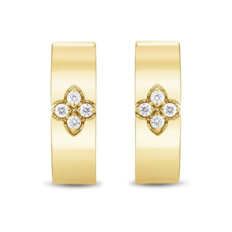 Roberto Coin Love in Verona 18ct Yellow Gold Diamond Small Hoop Earrings