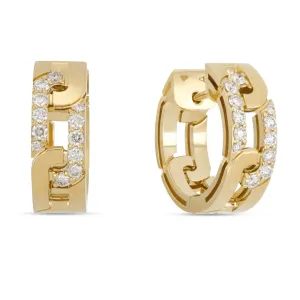 Roberto Coin Navarra 18ct Yellow Gold Diamond Hoop Earrings