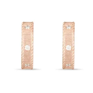 Roberto Coin Princess 18ct Rose Gold Diamond Hoop Earrings D
