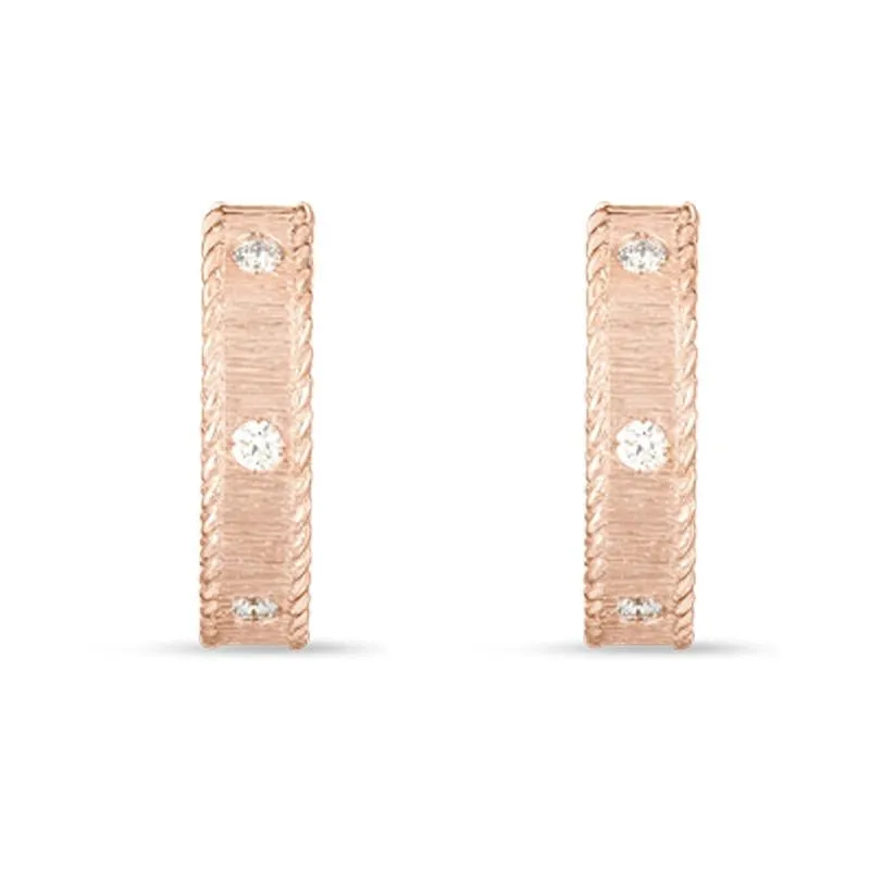 Roberto Coin Princess 18ct Rose Gold Diamond Hoop Earrings D