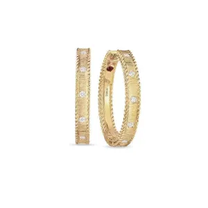 Roberto Coin Princess 18ct Yellow Gold Diamond Hoop Earrings D