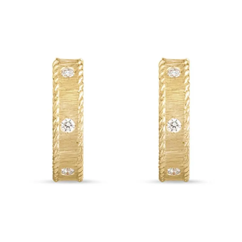 Roberto Coin Princess 18ct Yellow Gold Diamond Hoop Earrings D
