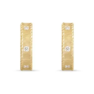 Roberto Coin Princess 18ct Yellow Gold Diamond Hoop Earrings D