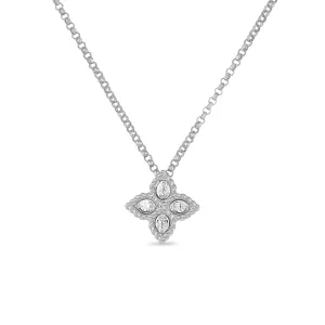 Roberto Coin Princess Flower 18ct White Gold Diamond Pendant Necklace