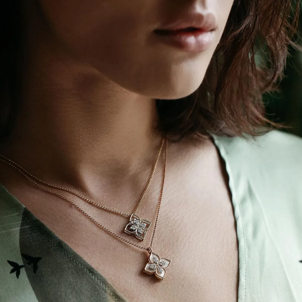 Roberto Coin Princess Flower 18ct Yellow Gold Diamond Necklace