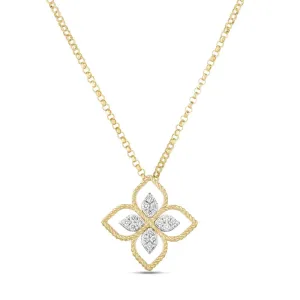 Roberto Coin Princess Flower 18ct Yellow Gold Diamond Necklace