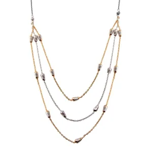 Rose Gold and Rhodium Plated 925 Sterling Silver Multi Chain DC Bar Necklace - ECN00060RGP