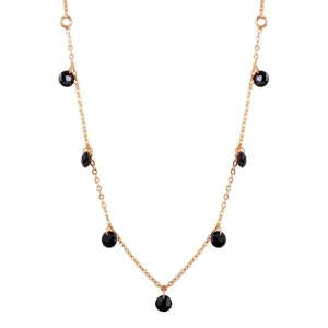 Rose Gold Plated 925 Sterling Silver Dangling Black CZ Chain Necklace - ECN00050RGP