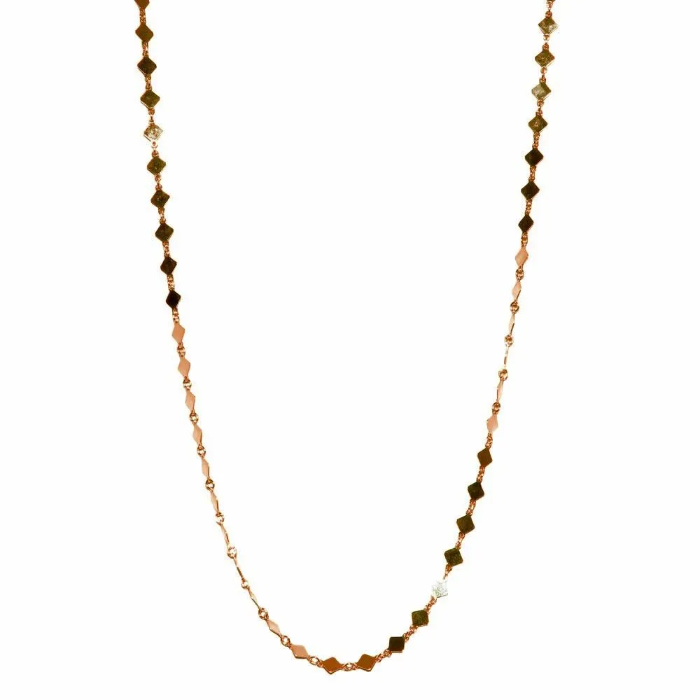 Rose Gold Plated 925 Sterling Silver Flat Diamond Square Necklace - ECN00025RGP