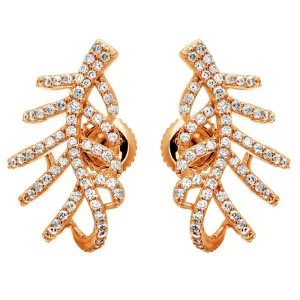 Rose Gold Plated 925 Sterling Silver Leaf Hugging CZ Earrings - GME00060RGP