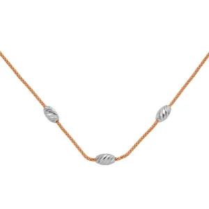 Rose Gold Plated 925 Sterling Silver Three Bead Necklace - ECN00004RGP