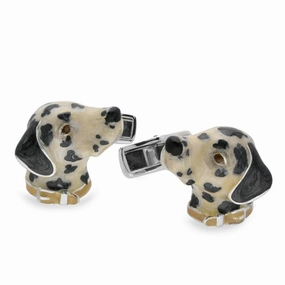 Saturno Sterling Silver Enamel Dalamation Cufflinks D
