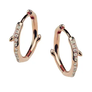 Shaun Leane Cherry Blossom 18ct Rose Gold Plated Sterling Silver 0.12ct Diamond Hoop Earrings