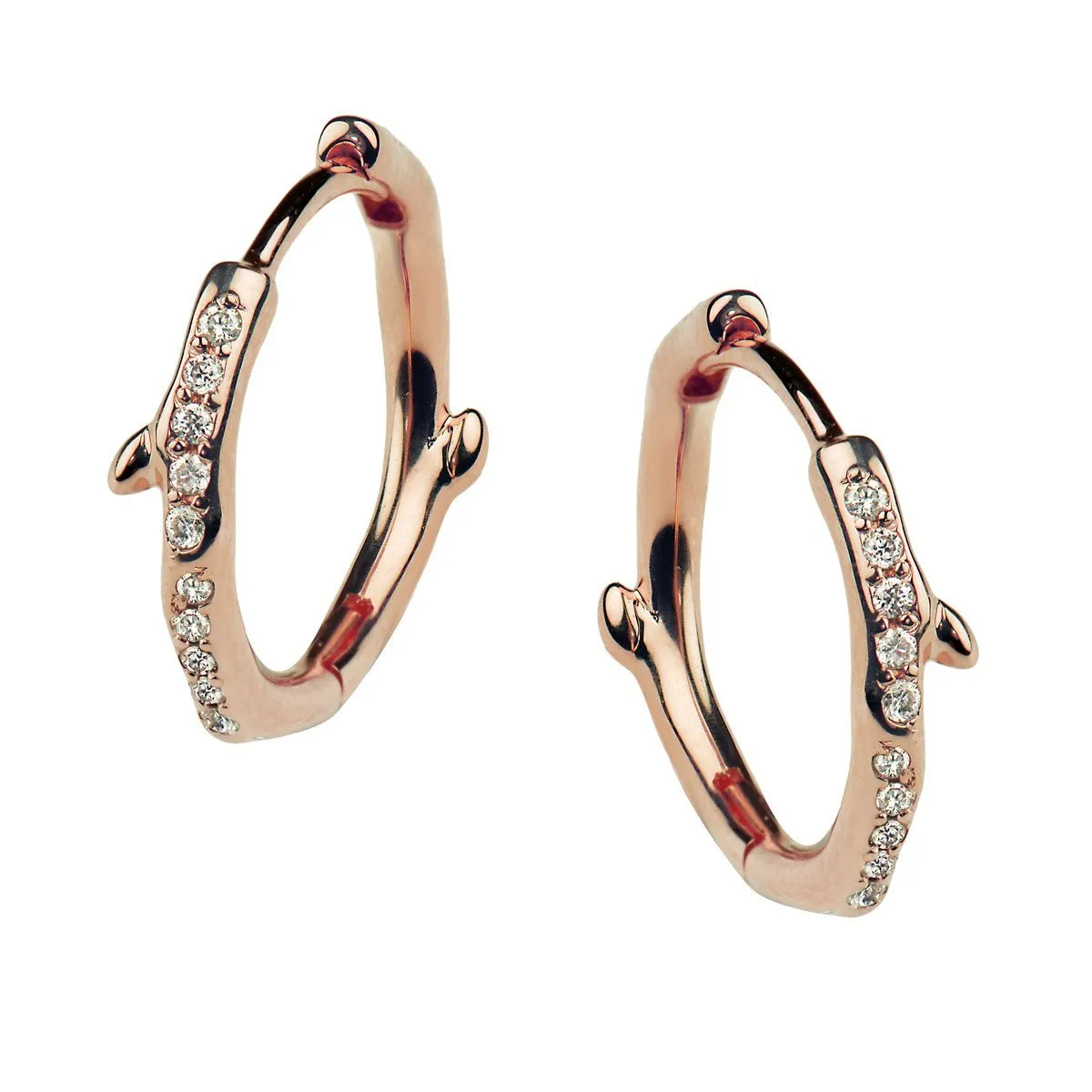 Shaun Leane Cherry Blossom 18ct Rose Gold Plated Sterling Silver 0.12ct Diamond Hoop Earrings