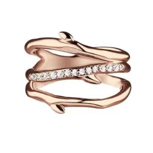 Shaun Leane Cherry Blossom 18ct Rose Gold Plated Sterling Silver Diamond Three Branch Ring