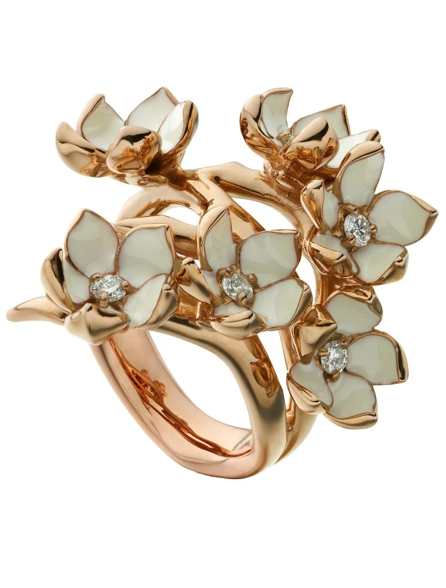Shaun Leane Cherry Blossom Rose Gold Vermeil 0.30ct Diamond Full Flower Ring