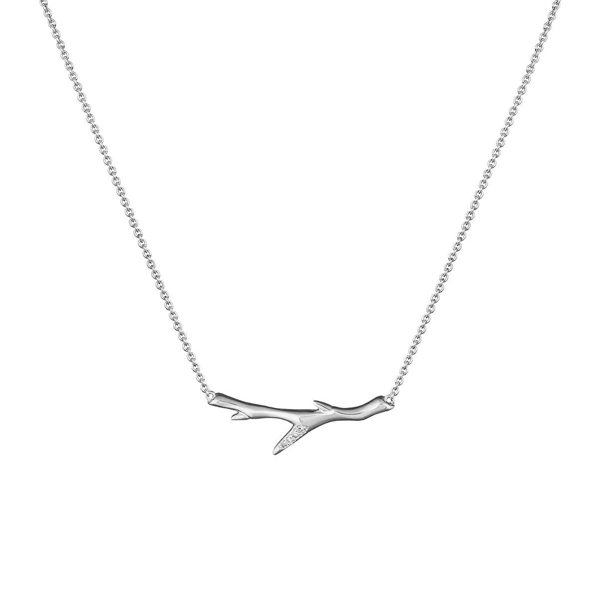 Shaun Leane Cherry Blossom Sterling Silver Diamond Branch Necklace