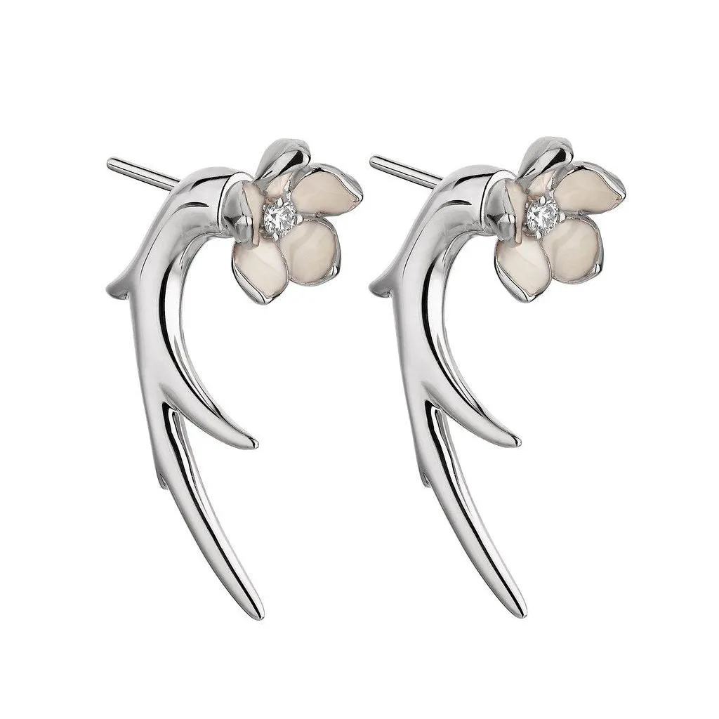 Shaun Leane Cherry Blossom Sterling Silver Diamond Flower Talon Earrings