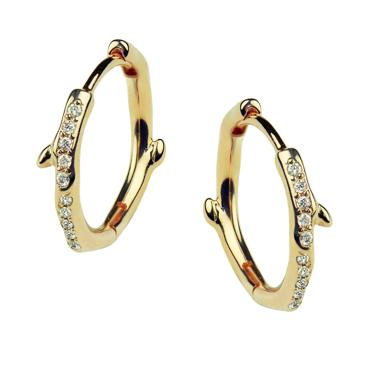 Shaun Leane Cherry Blossom Yellow Gold Vermeil 0.12ct Diamond Hoop Earrings