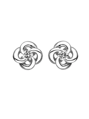 Shaun Leane Entwined 18ct White Gold Diamond Petal Flower Stud Earrings