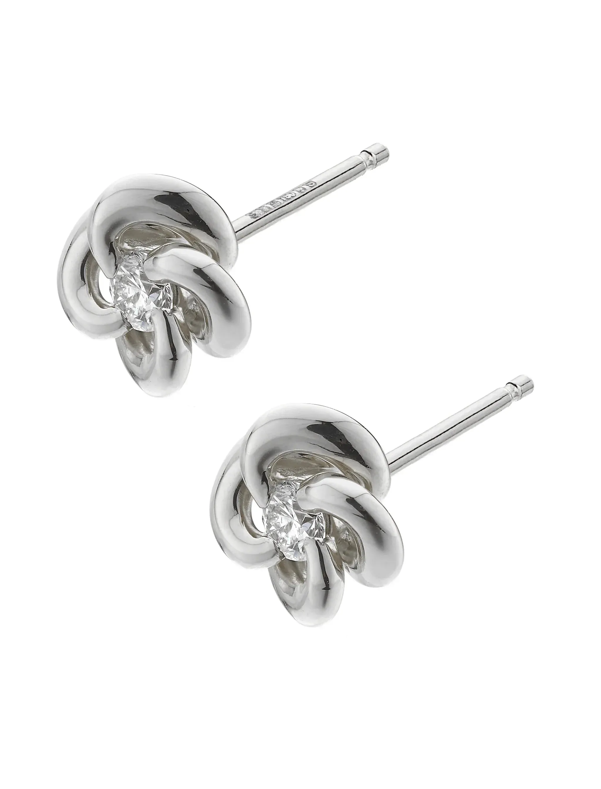 Shaun Leane Entwined 18ct White Gold Diamond Petal Flower Stud Earrings